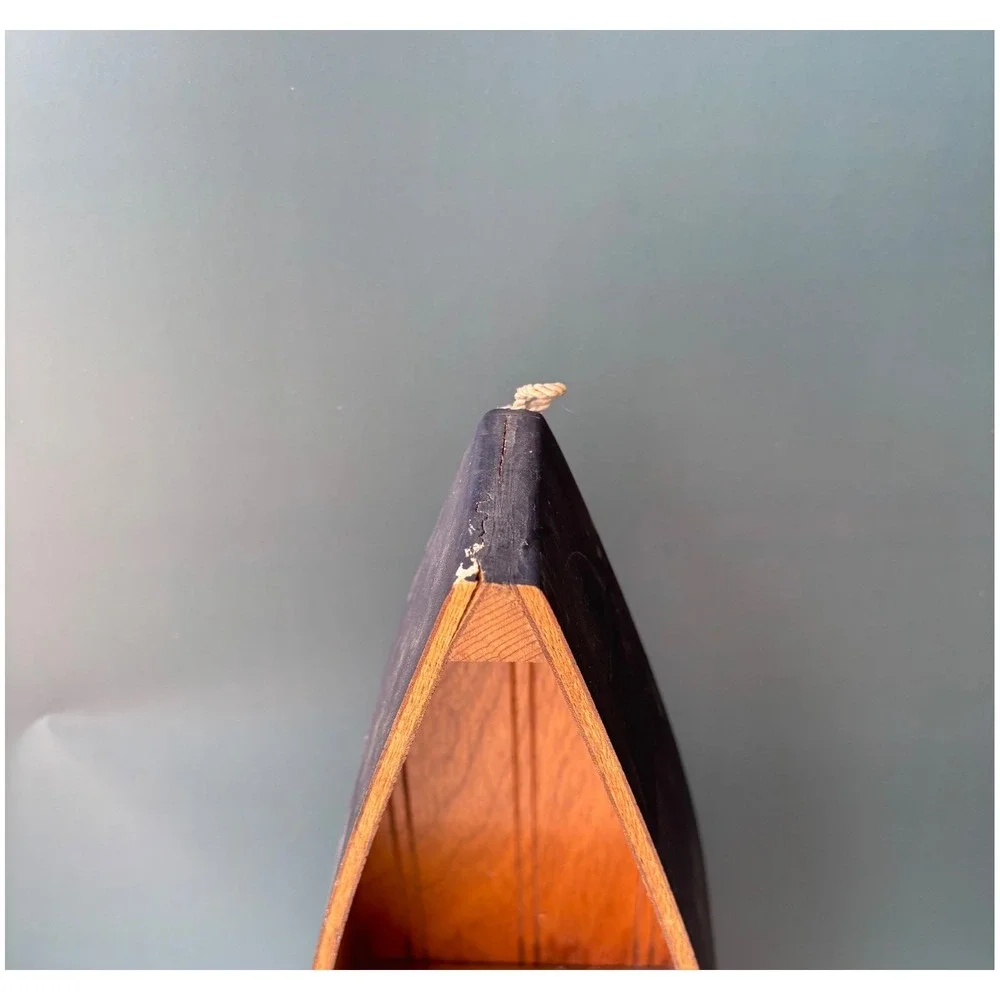 Wooden Boat Shelf Nautical Navy Blue Wall Decor Canoe Display 15.5 Inch